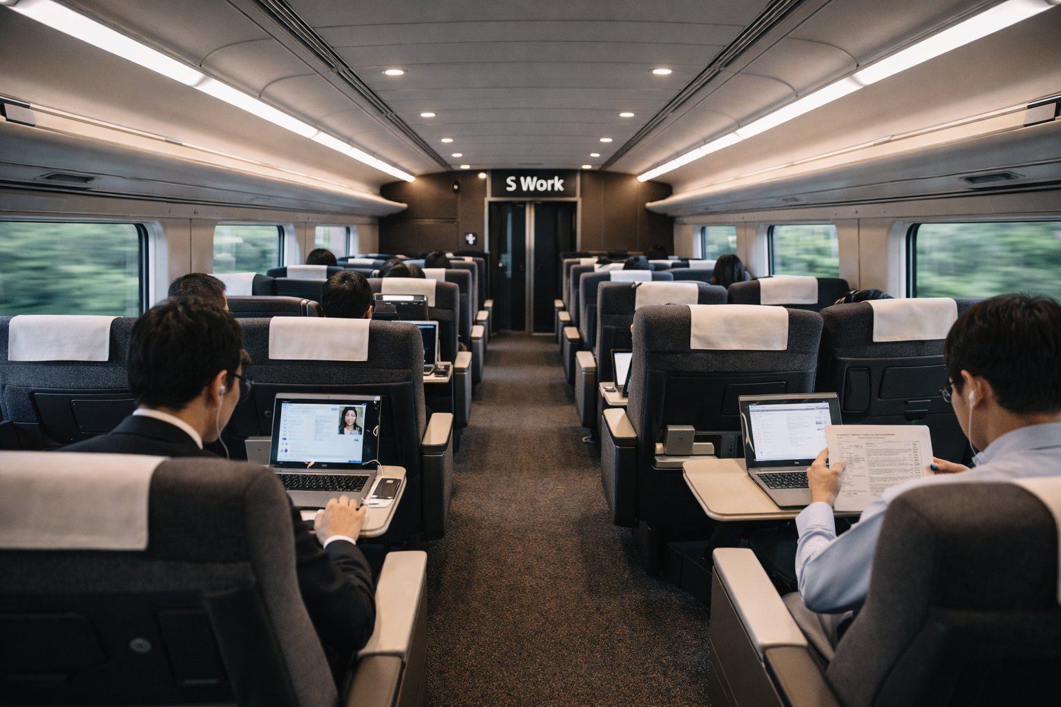 Green Car first class seating on a Nozomi Shinkansen